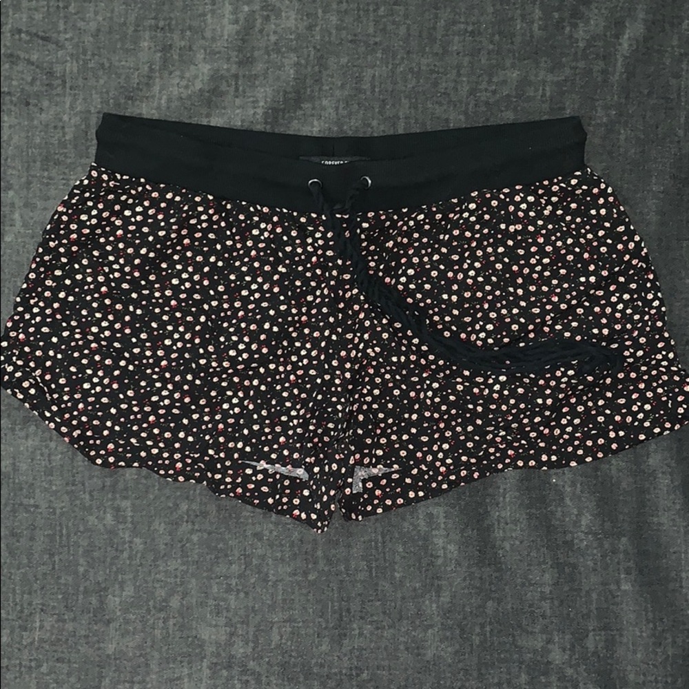 floral print drawstring shorts